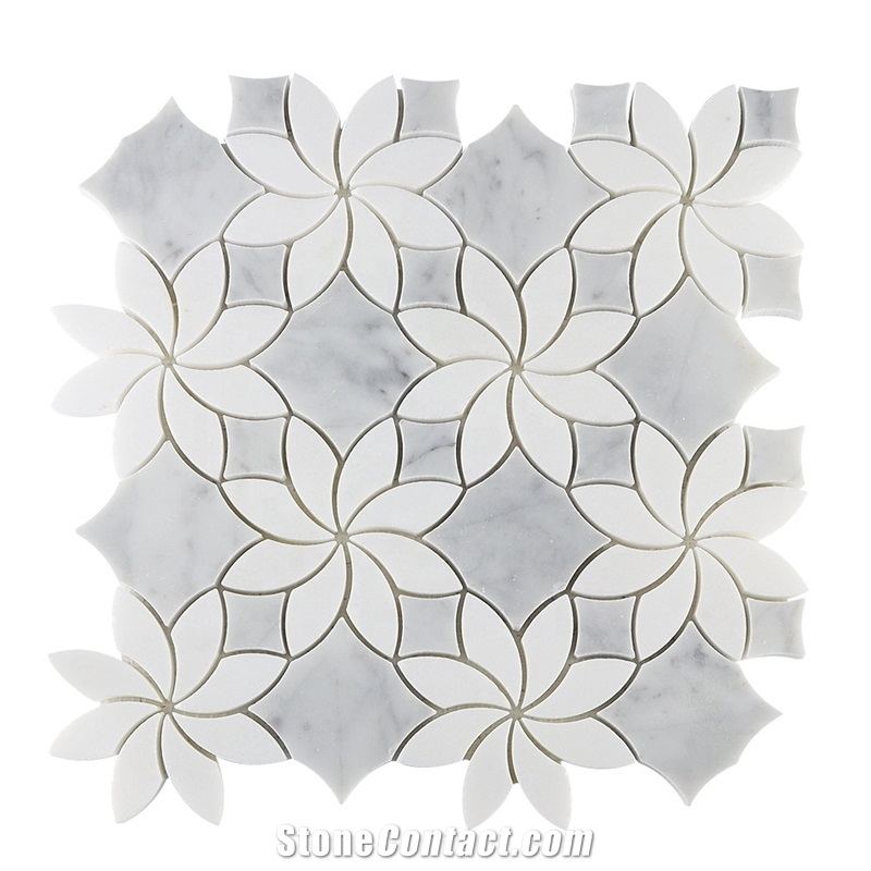 Waterjet Parquet Flooring Flower Mosaic Tiles