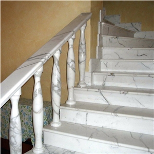 White Marble Staircase Rails Balusters Stair Riser