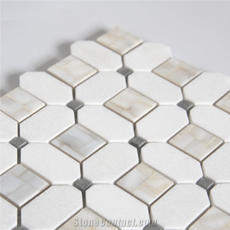 White Thassos Mix Pearl Shell Mosaic Tiles