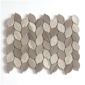 White Wood and Grey Marble Mosaic Tiles