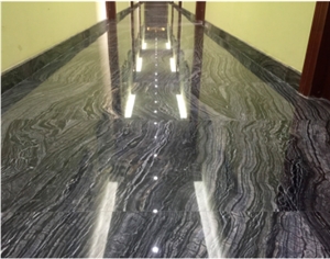 Zebra Black Wooden Marble with Silver Wave Slabs