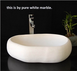 Natural Bianco Carrara White Marble Sink Washbasin