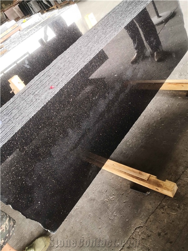 Black Galaxy Granite Polished Slab For Flooring