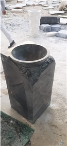 Black Granite Stone Pedestal Basin