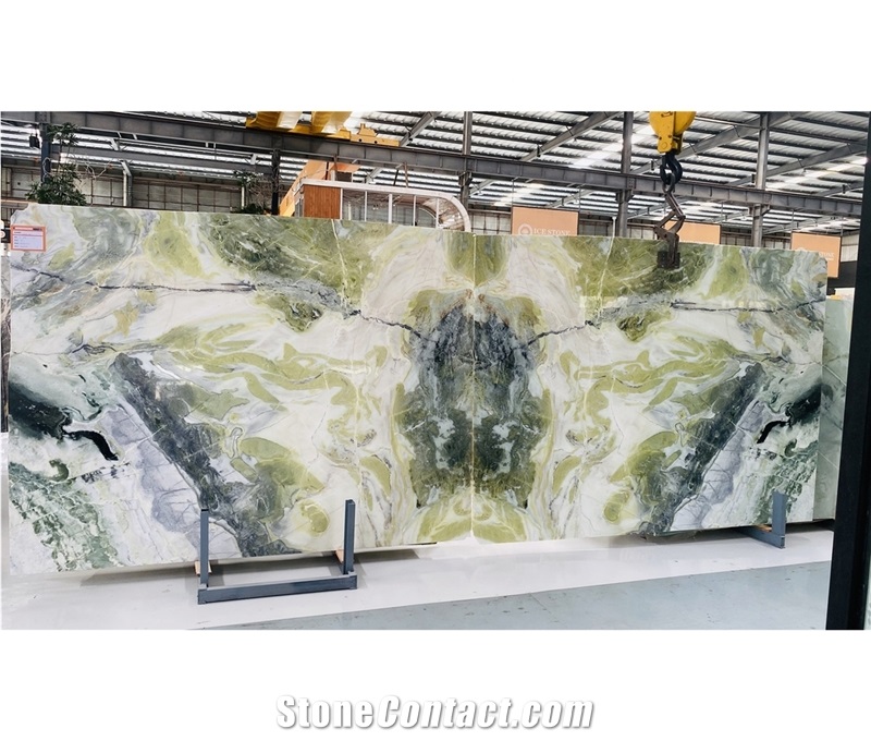 China Wizard Green Marble Slab Back Wall Design