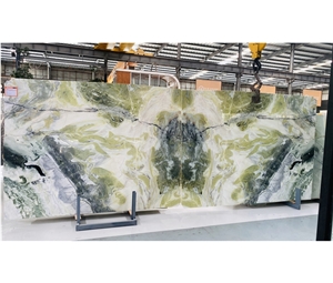 China Wizard Green Marble Slab Back Wall Design