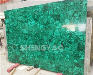 Custom Malachite Green Gemstone Wall Slab