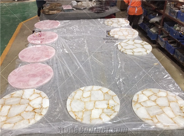 Rose Quartz Composite Side Table Top Wholesale