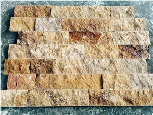 Yellow Split Face Ledge Stone, Noce Split Face Stone Veneer Wall Panels
