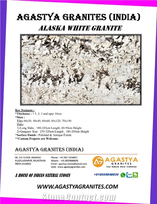 Alaska White Granite Block, India White Granite