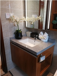 Quartz Bathroom Vanity Top, Artificial Grey Marble, Cheap Price