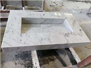A Grade Bianco Carrara Marble Bathroom Countertop