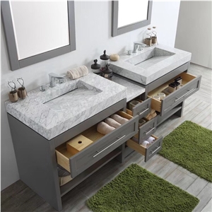 A Grade Bianco Carrara Marble Bathroom Countertop