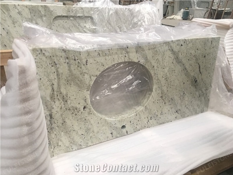 Andromeda White Granite Bathroom Countertop / Vanity Top