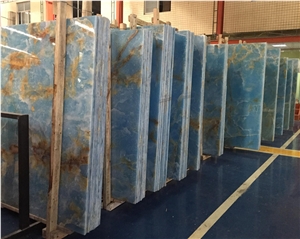 Azur Blue Onyx Slab Bathroom Wall Panel