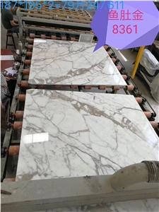 Bianco Calacatta Gold Marble Interior Square Table Top Design