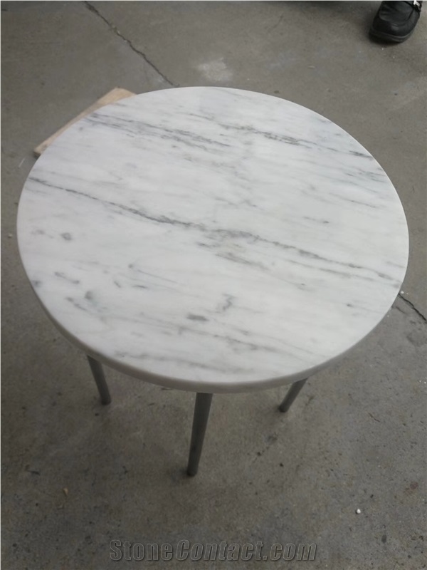 Bianco Carrara Marble Round Cafe Table Top