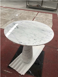 Bianco Carrara Marble Round Cafe Table Top
