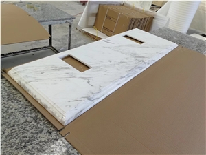 Bianco Volakas Marble Kitchen Countertop, Worktop