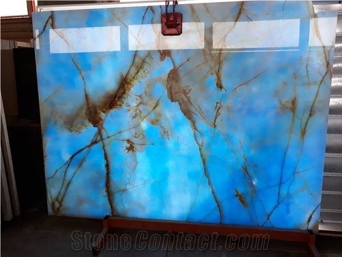 Blue Onyx Slab Translucent Interior Wall Panel