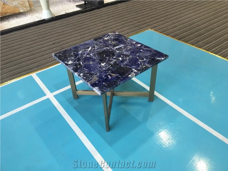 Blue Sodalite Granite Interior Square Luxury Stone Table