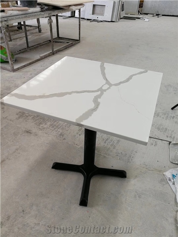 Calacatta White Quartz Stone Coffee Table Top Interior
