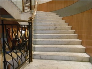 China Carrara White Marble Hotel Stair / Treads Risers