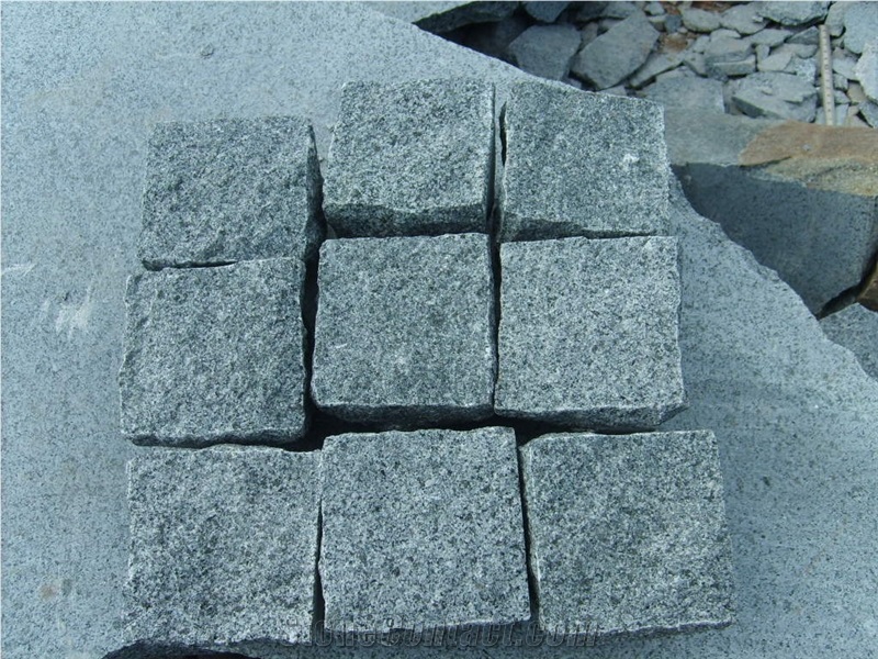 China Grey Granite Fan Shaped Cube Stone Pavers