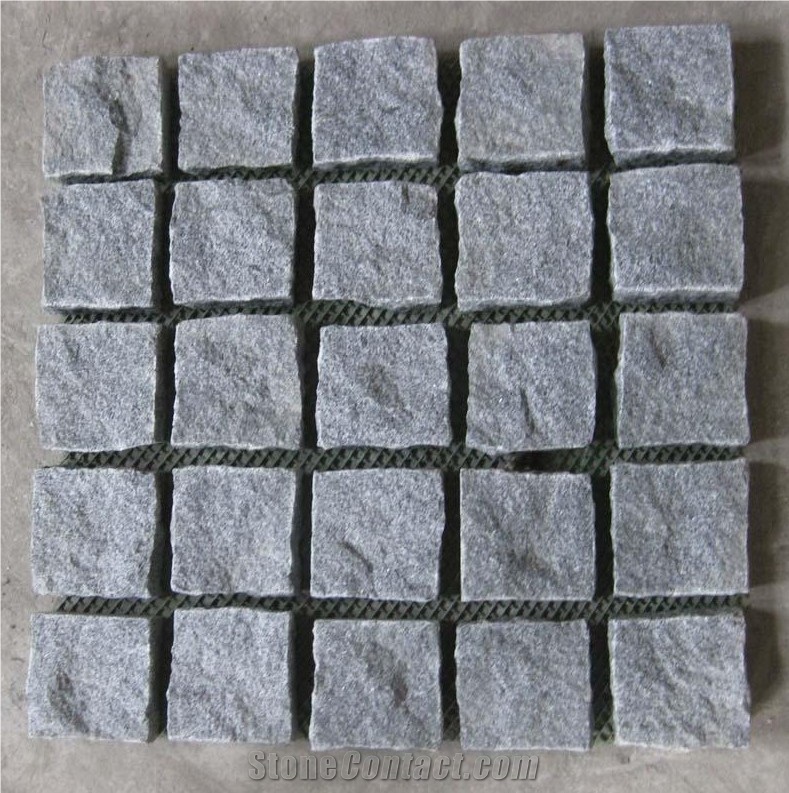 G341 Grey Granite Cube Stone Pavers, Garden Pattern
