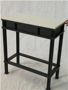 Galaxy White Quartz Stone Table Top with Metal Legs
