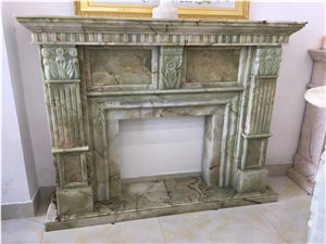 Green Onyx Fireplace Polished Flower Handcarved