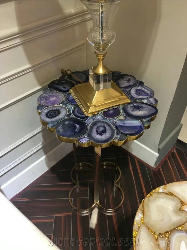 Light Purple/Lilac Semiprecious Stone Interior Table