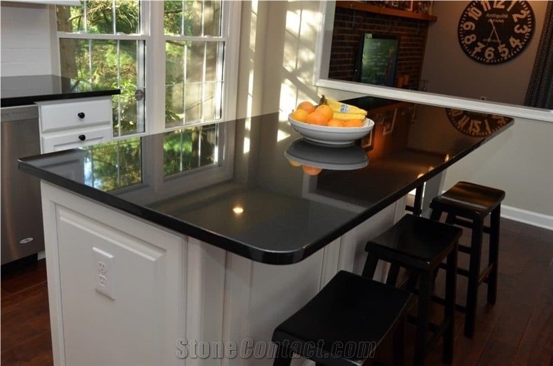 Honed/Polished Black Granite Kitchen Countertops/ Island Top - China Granite  Countertop, Kitchen Countertops