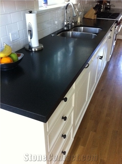 New Absolute Shanxi Black Honed Granite Kitchen Island Top, Contemporary Countertop