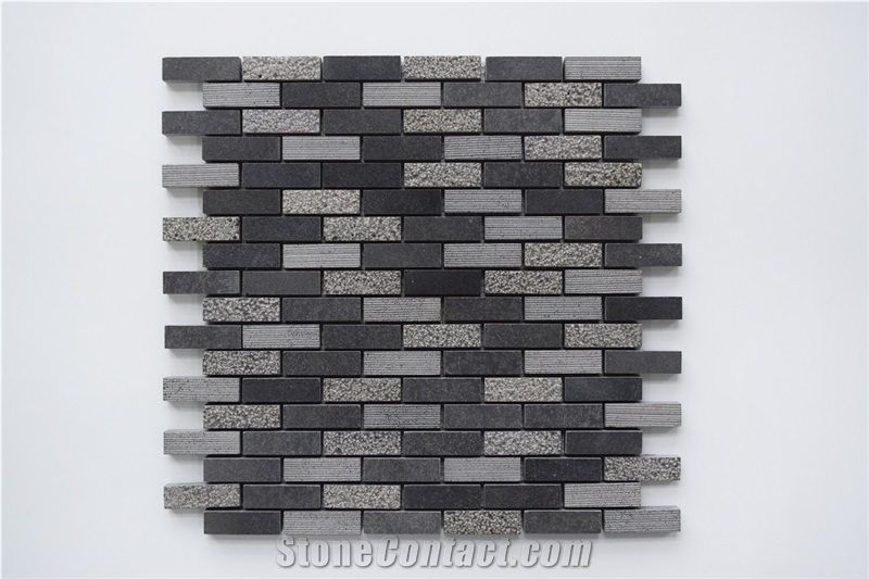 New Hainan Black Basalt Mosaic Wall Panel Decor / Andesite Stone