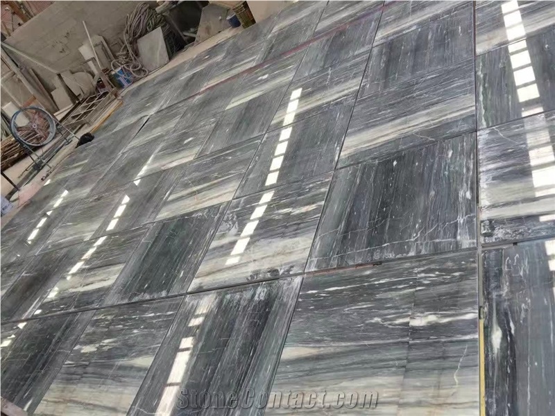 Palissandro Blue Nuvolato Marble Project Tile Floor Pattern