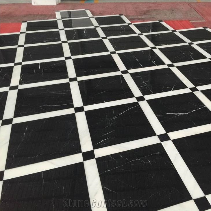 Spain Black Nero Marquina Mabrle Floor Tiles