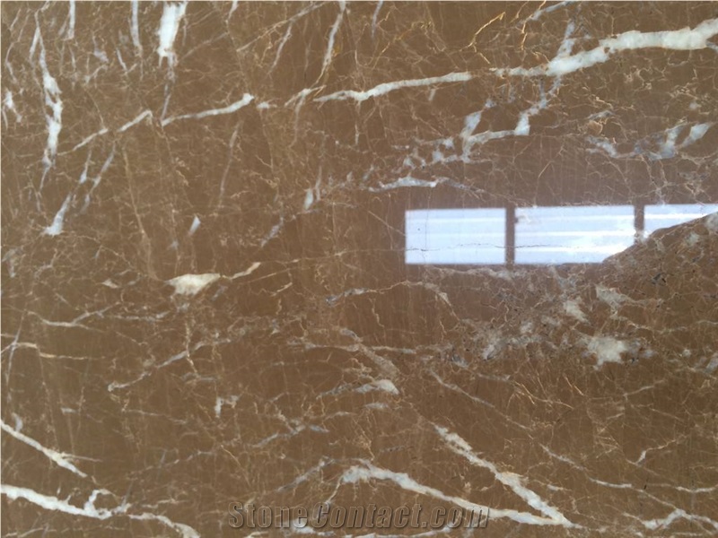 China Kozo Brown Marrone White Veins Texture Marble Slab