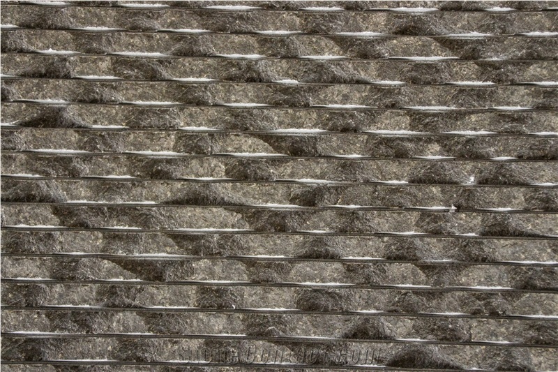 Black Basalt Fiamma Ribbed Wall Mosaic