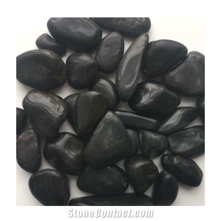 Nj-004 Black Pebble Polished Ball Stone