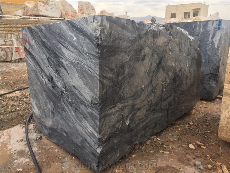 Persian Gray and Black Marble Block