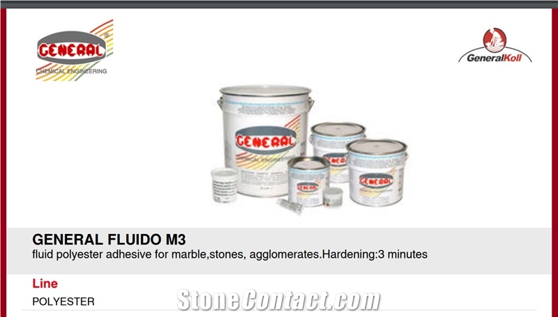 General Fluido M3-Fluid Polyester Adhesive for Marble,Stones, Agglomerates-Hardening:3 Minutes