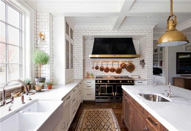 Calacatta Gold Marble Kitchen Countertop, Kitchen Design