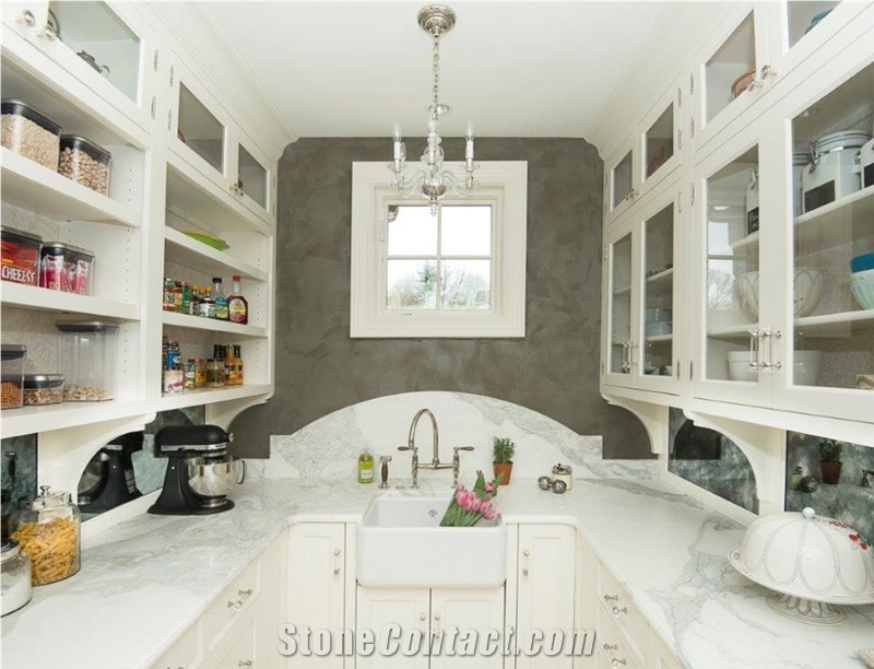 Calacatta Gold Marble Kitchen Countertop, Kitchen Design