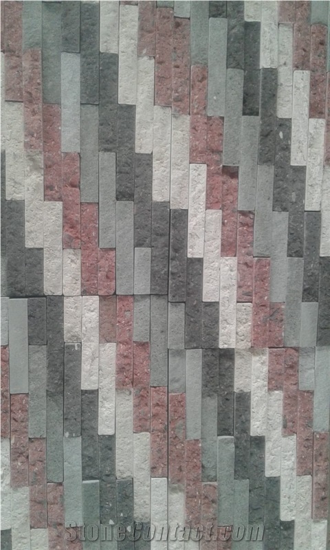 Wall Cladding Freckle Red, White, Black and Xiolit Ledge Stone