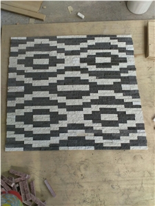 Wall Cladding Plain Black and White Stone Mosaic