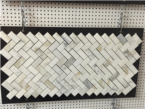 Absolute White Marble Basketweave Brick Mosaic