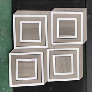 Athens Grey Wooden Vein Marble Square Mosaic