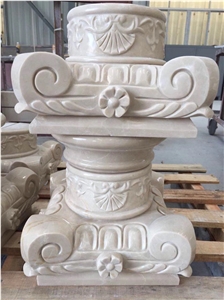 Beige Marble Polished Roman Column Base
