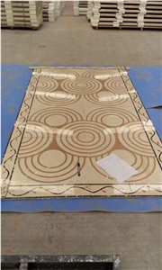 Beige Marble Water Ripple Floor Medallion Pattern